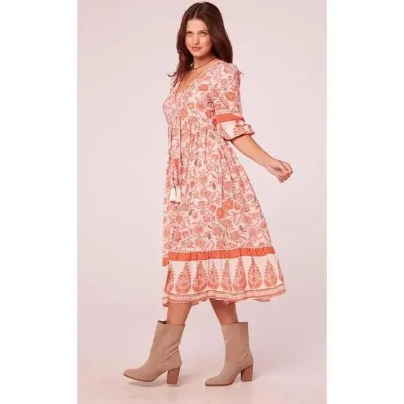NWT Band Of The Free Savara Dress Floral Ruffled Bohemian Womens Small - Picture 2 of 9